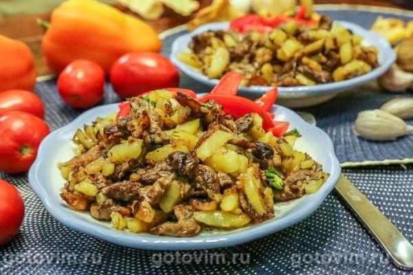 Жареная картошка с маслятами Жареная картошка с маслятами