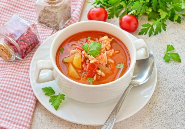 Суп харчо с картошкой и рисом Суп харчо с картошкой и рисом