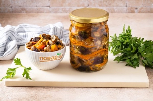 Баклажаны по-корейски с грибами Баклажаны по-корейски с грибами