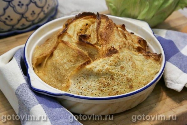 Блинный пирог с капустой и яйцом Блинный пирог с капустой и яйцом