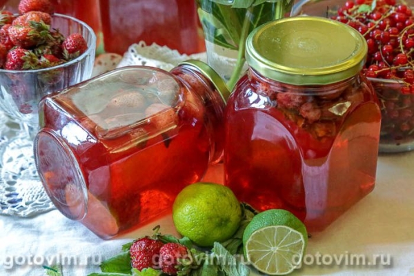 Компот мохито с клубникой и лаймом (на зиму) Компот мохито с клубникой и лаймом (на зиму)