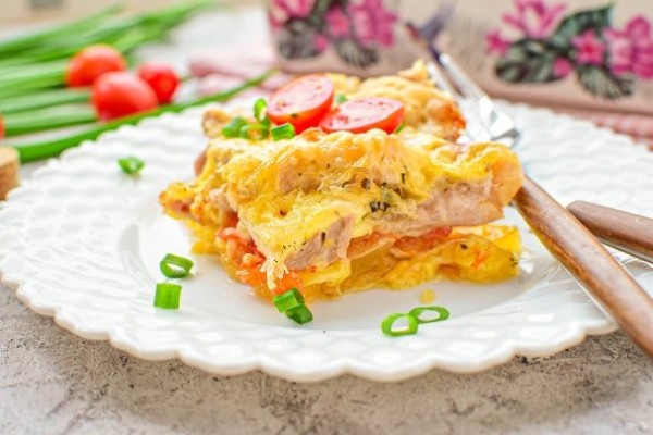 Мясо по-французски с курицей Мясо по-французски с курицей